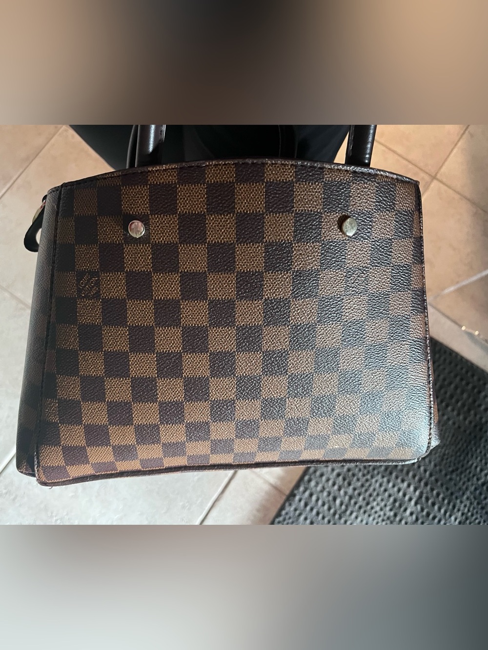 Pristine brown checkered Monogram inspired iconic logo handbag  12x8 - Picture 10 of 10